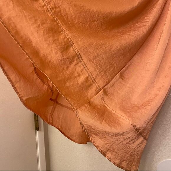 Lane Bryant Hi-Low pull on Coral peach Skirt silky Crinkle lightweight 18-20 New - Picture 8 of 11